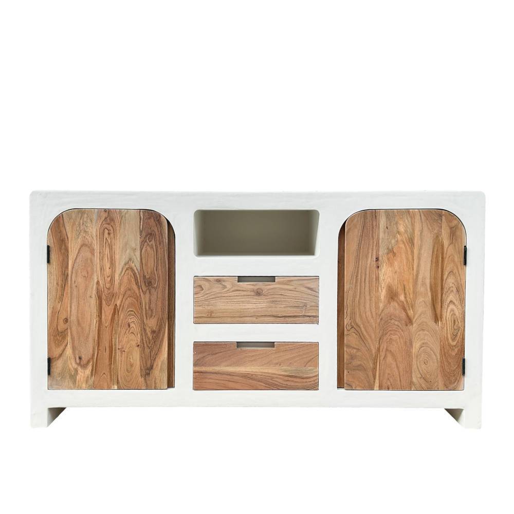 Skandi Sideboard in Naturweiß und Akazie - Usilvea
