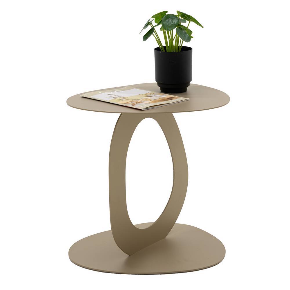 Champagnerfarbener Design-Beistelltisch mit ovalem Standfuß für das Wohnzimmer – Cantoon