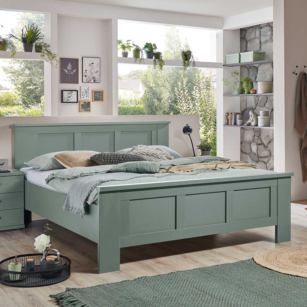 180 cm Bett in Graugrün - vier Längen - Rajavo