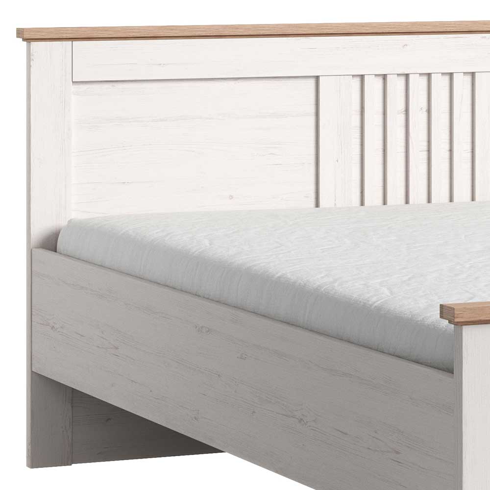 180x200 Landhausbett in Weiß & Eiche Dekor - Malvissa