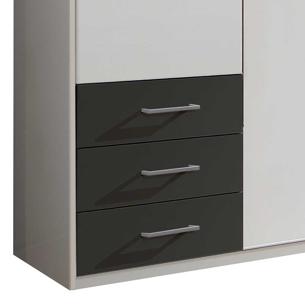 Schlafzimmer Kleiderschrank in Weiß & Dunkelgrau - Shakti