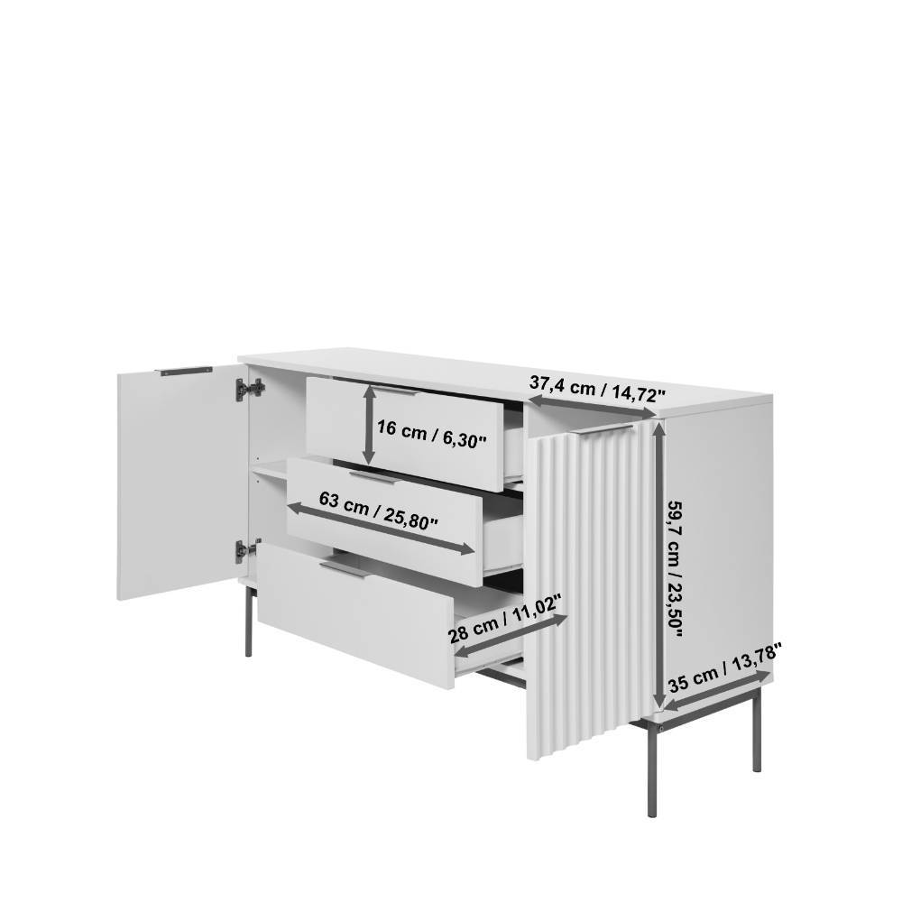 Design-Sideboard in Weiß und Gold - Varrion
