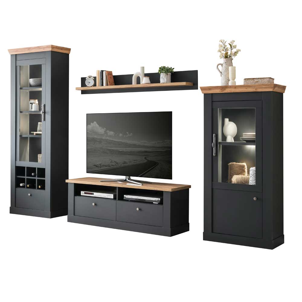 TV Wohnwandmöbel 297 cm breit - Lionel (vierteilig)