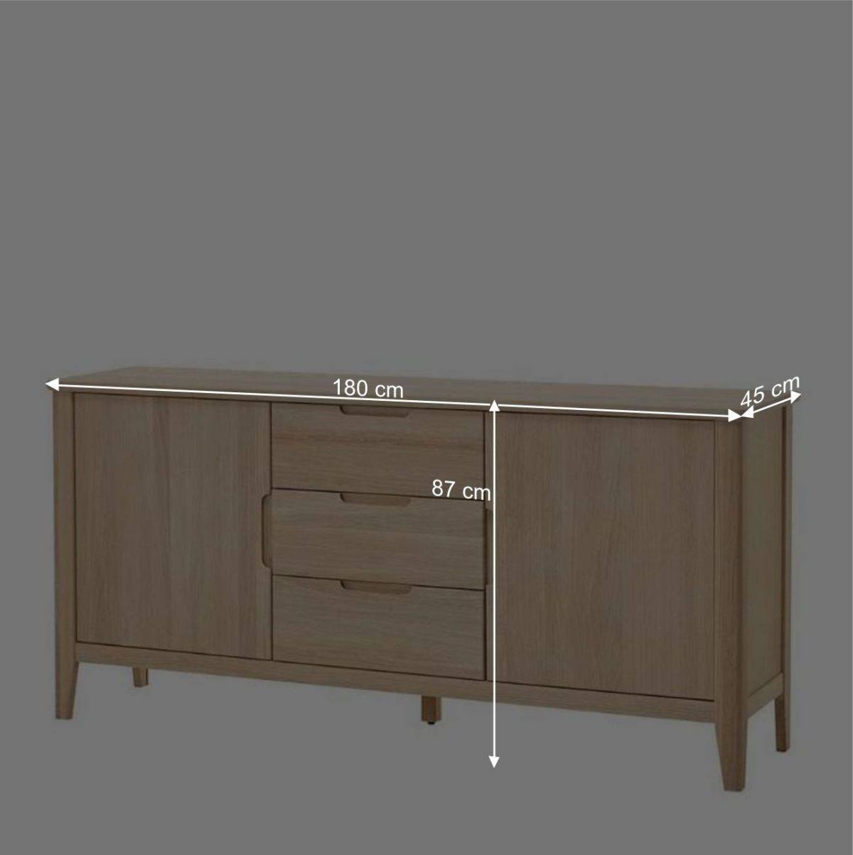 Massivholz Sideboard in Eiche Bianco - Vangus