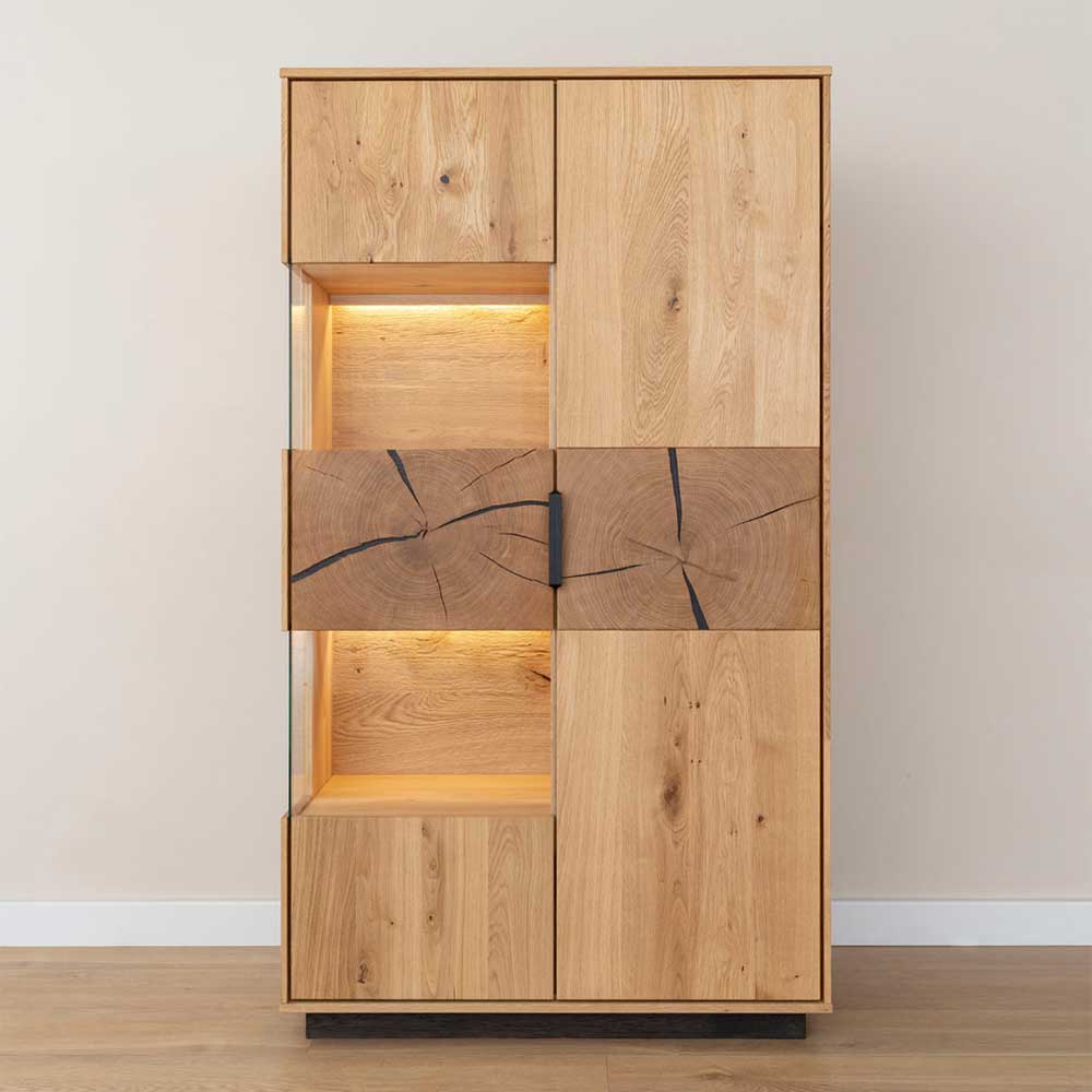 Eichenholz Highboard mit Hirnholz Applikation - Deruta