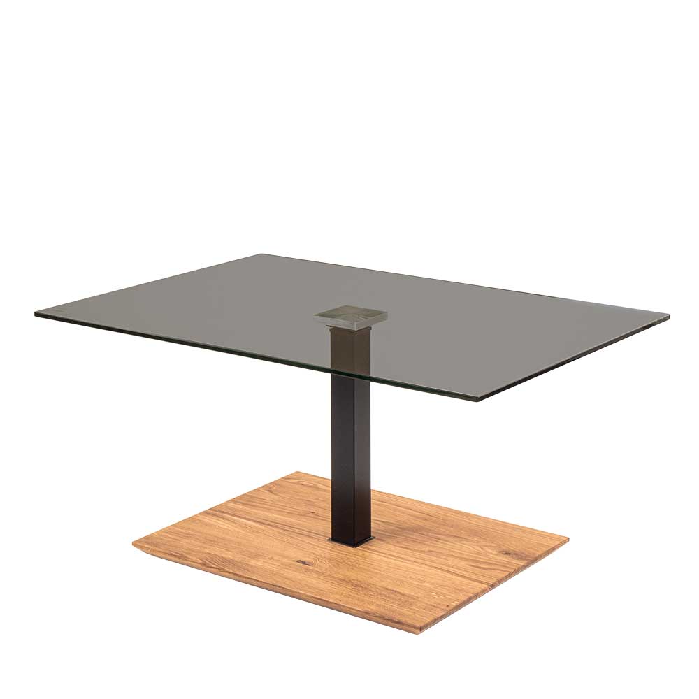 90x60 Rauchglas Couchtisch auf Säulengestell - Sagavi