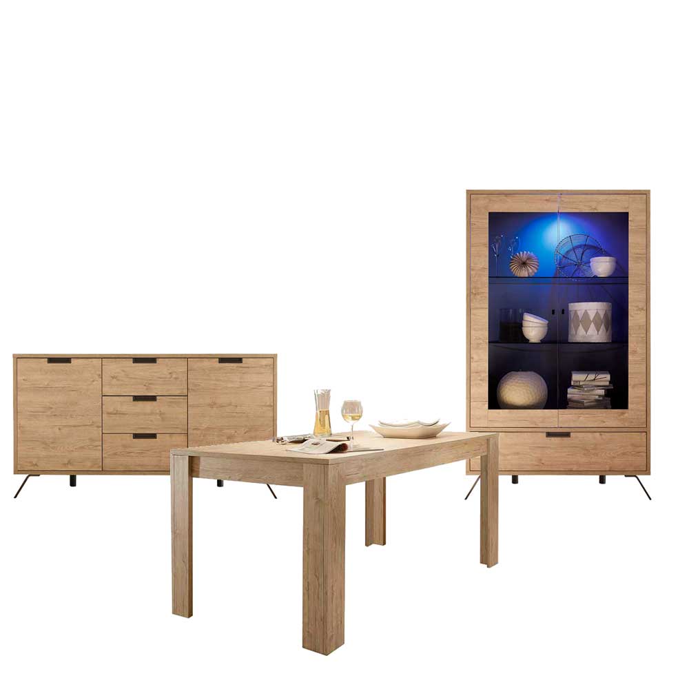 Esszimmer Möbel Set in Eiche - Rodonda (dreiteilig)