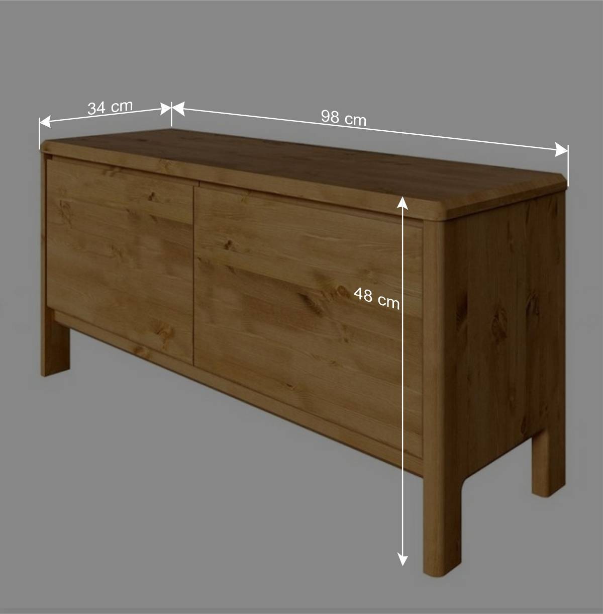 98x48x34 2 Schubladen Kommode aus Kiefer - Etvina