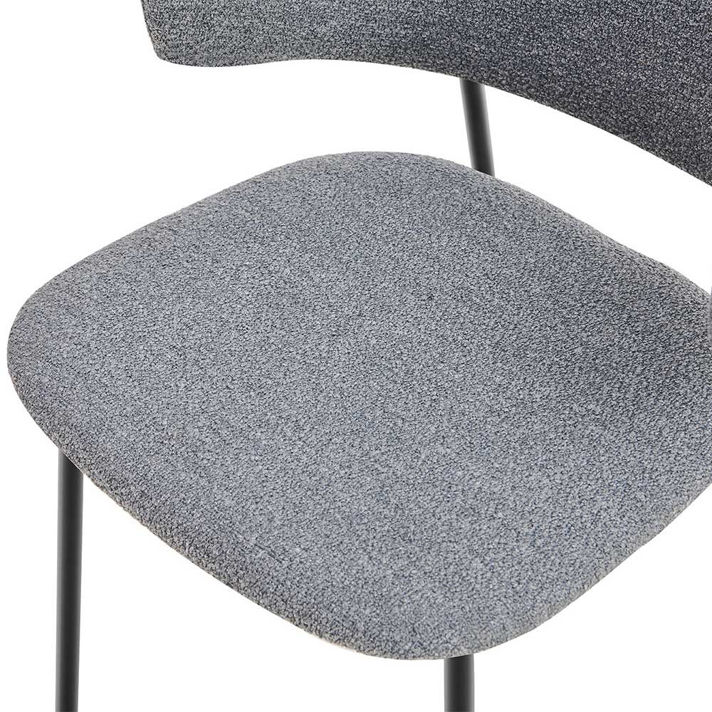 Sitzfläche des gepolsterten Stuhls in Dunkelgrau Boucle mit feiner Stoffstruktur – Ciribati