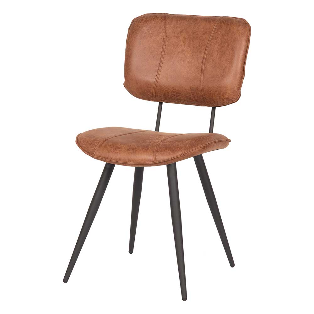 Moderner Kunstlederstuhl in Cognac Braun - Relaxes (2er Set)