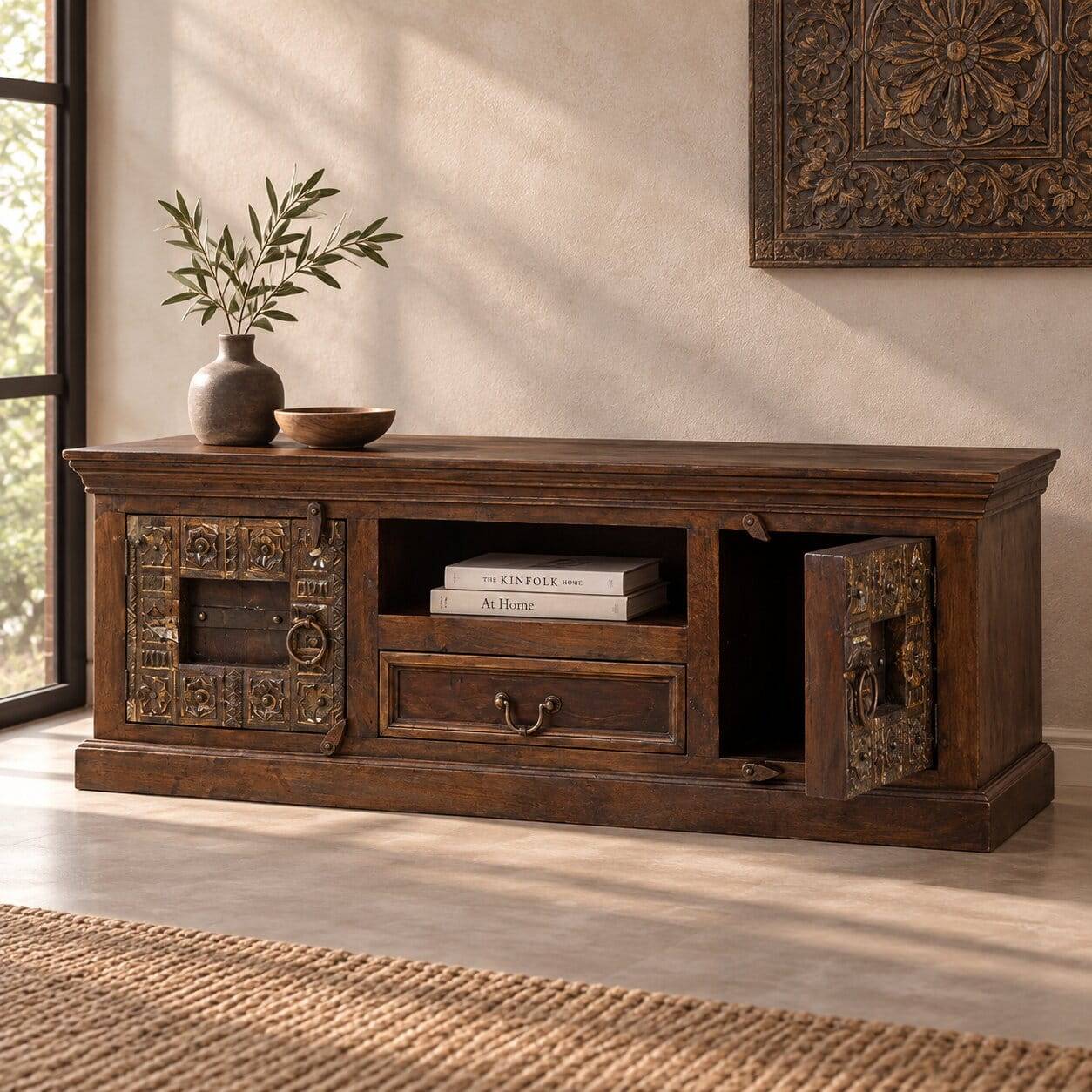 TV Lowboard Solapura aus Teak Massivholz