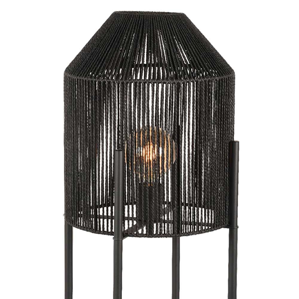 Schwarze Stehleuchte mit Jute Schirm - Pandau