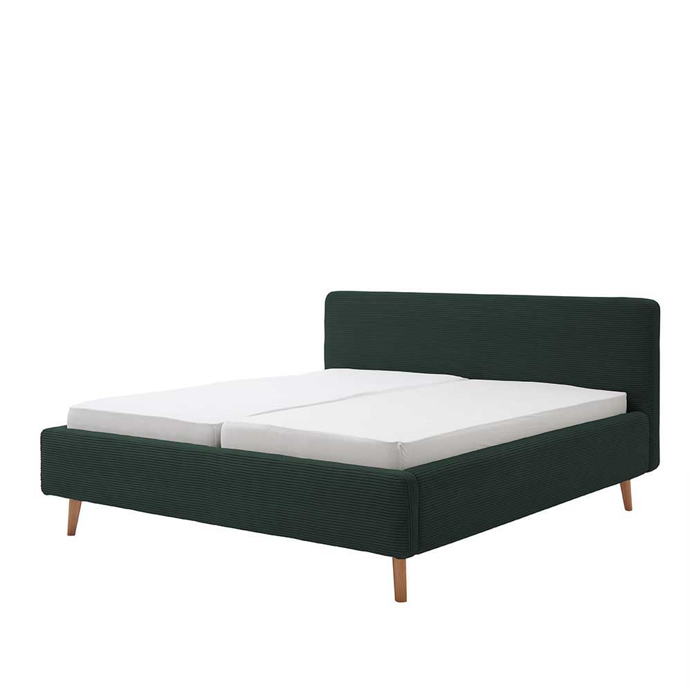 Doppelbett in Dunkelgrün Cord - Topra