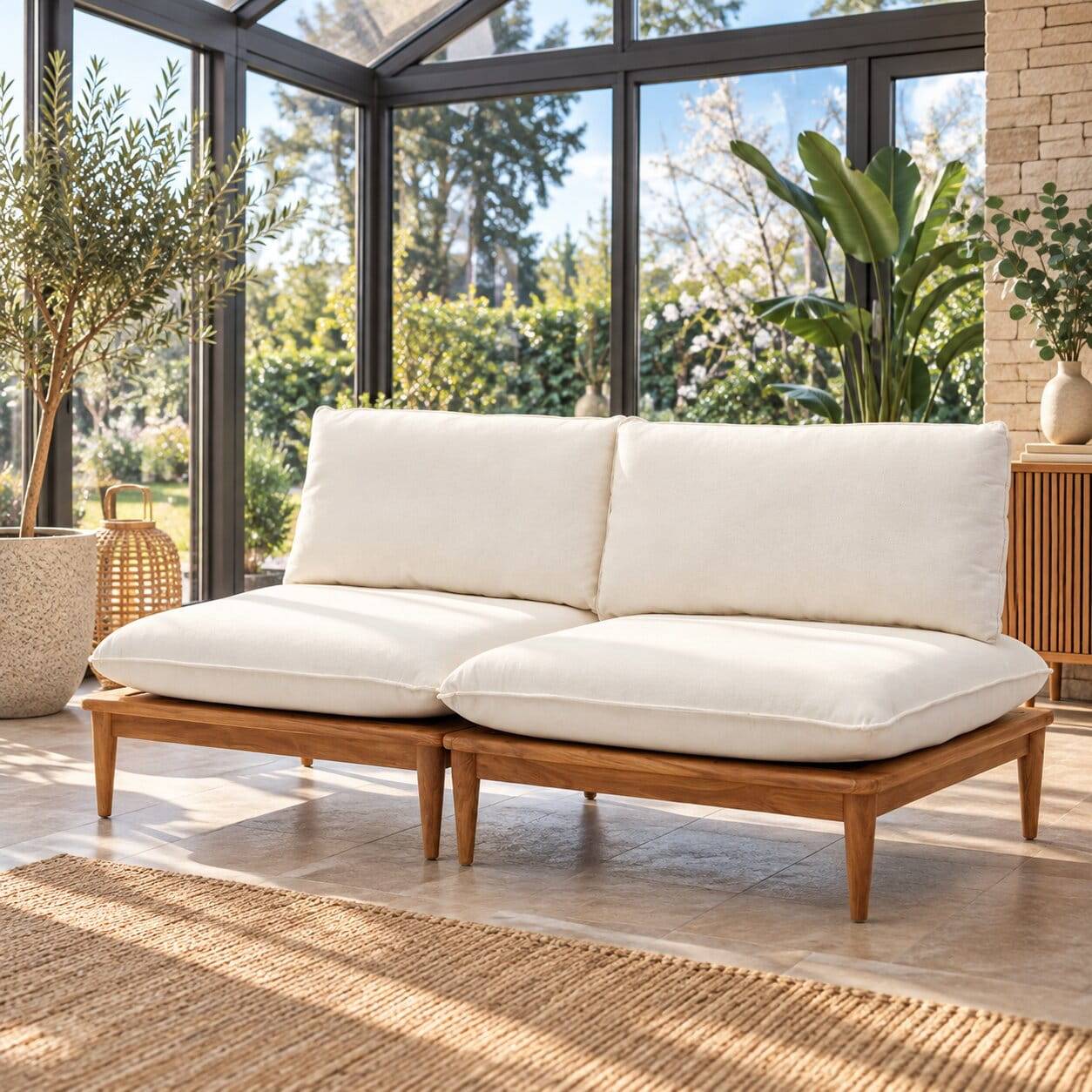 Modulsofa Teak aus zwei Elementen - Palm