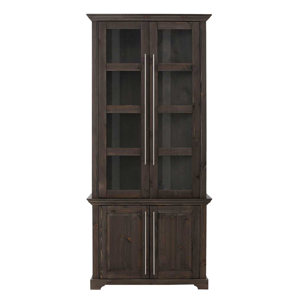 Vitrine aus dunkel lackiertem Kiefernholz - Syvila
