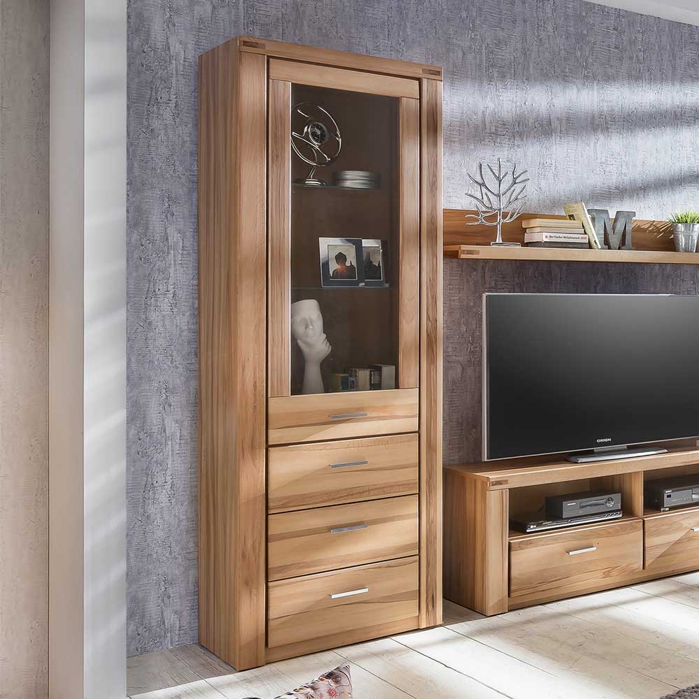 68cm breiter Vitrinenschrank in Kernbuche - Uhelia