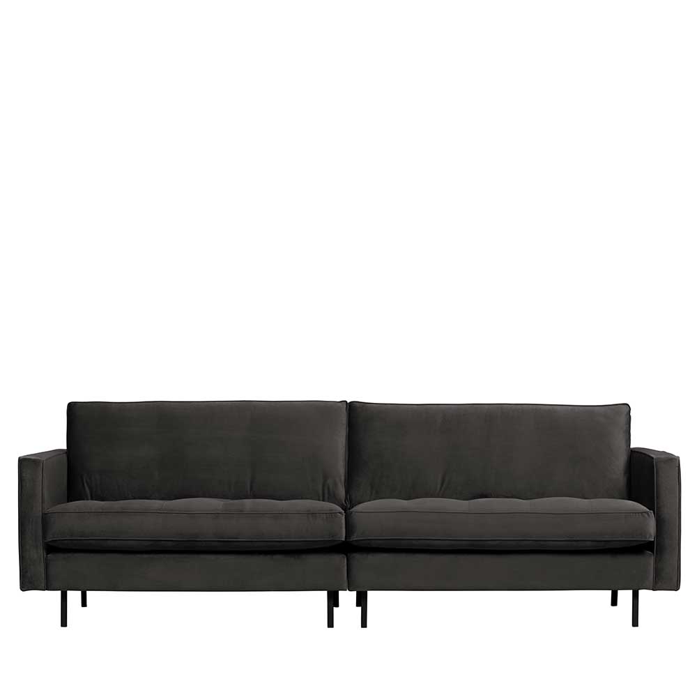 Dreier Sofa aus Samt in Dunkelgrau - Ertrego
