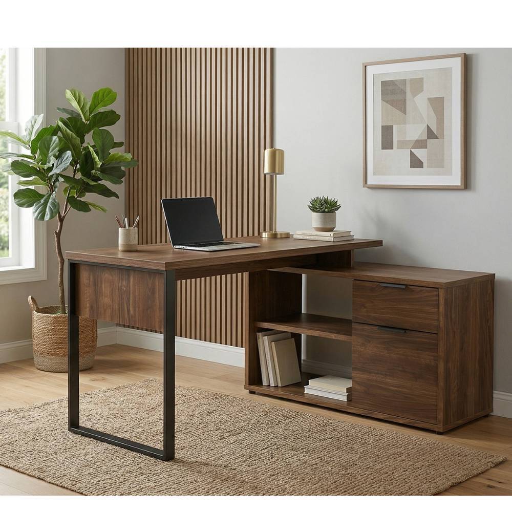 Industrial Schreibtisch mit Seitenregal - Burga