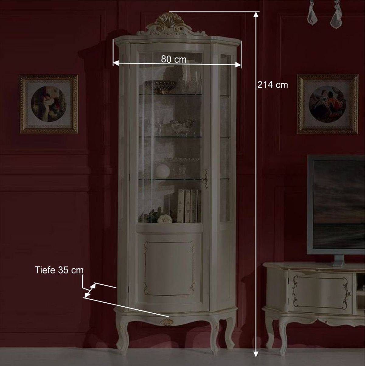 Barockstil Vitrine in Weiß & Gold - Datalera