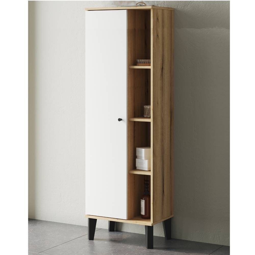 51cm breiter Bad Hochschrank in Weiß - Naviron