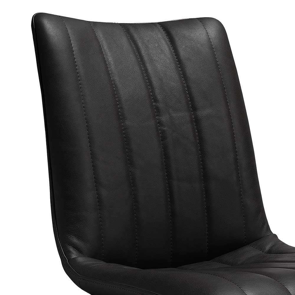 Design Lederstuhl in Schwarz - Miarizia (2er Set)