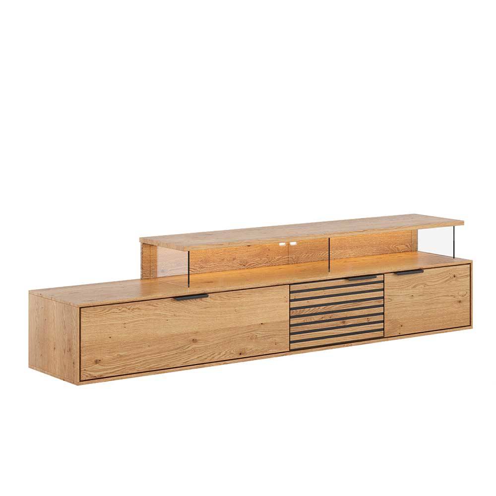 TV Lowboard mit LED aus Eiche Massivholz - Eribella