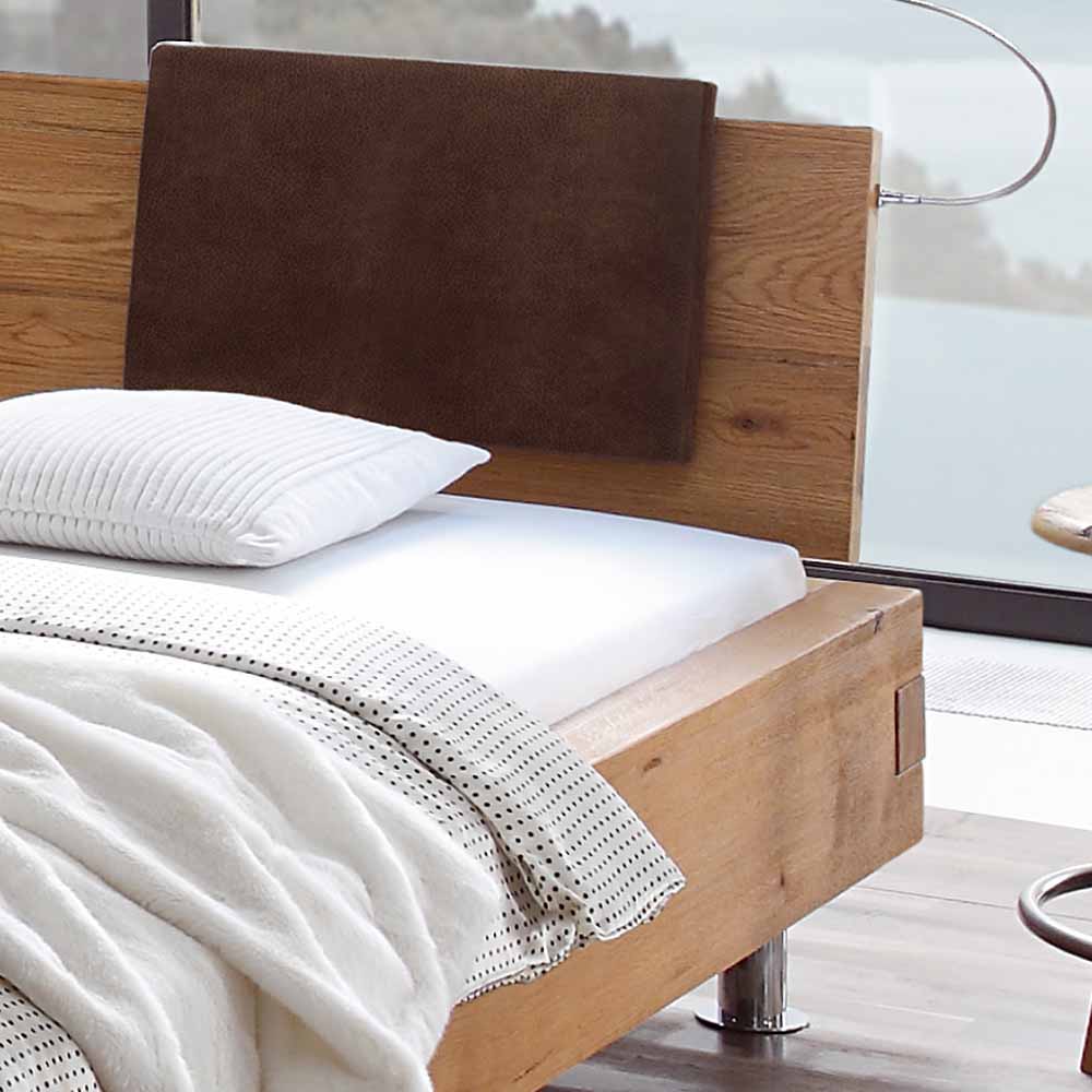 Doppelbett in Balkenoptik Chicola aus Wildeiche Massivholz