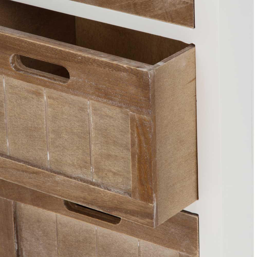 Shabby Nachtkommode Benet in Weiß Holz
