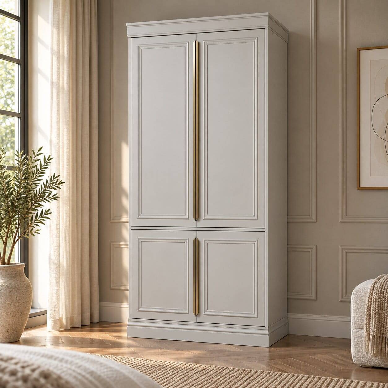 110x215x62 Kleiderschrank in Hellgrau - Emra