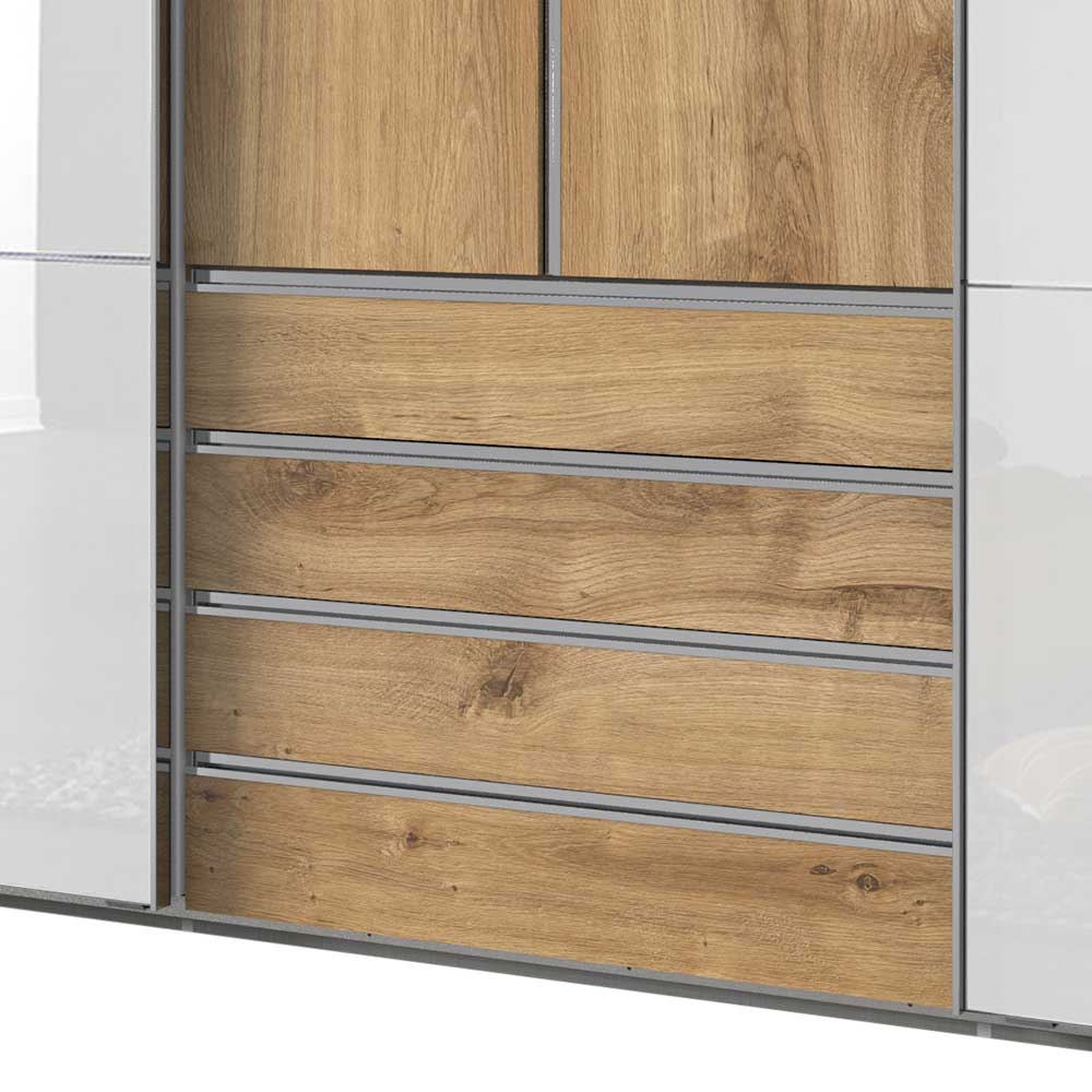 Kombi-Kleiderschrank in Weiß Glas - Stufania
