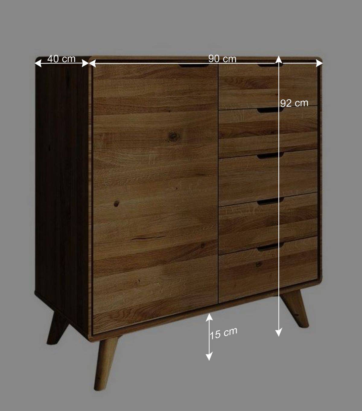 90x92x40 Wildeiche Kommode mit Tür - Eavy