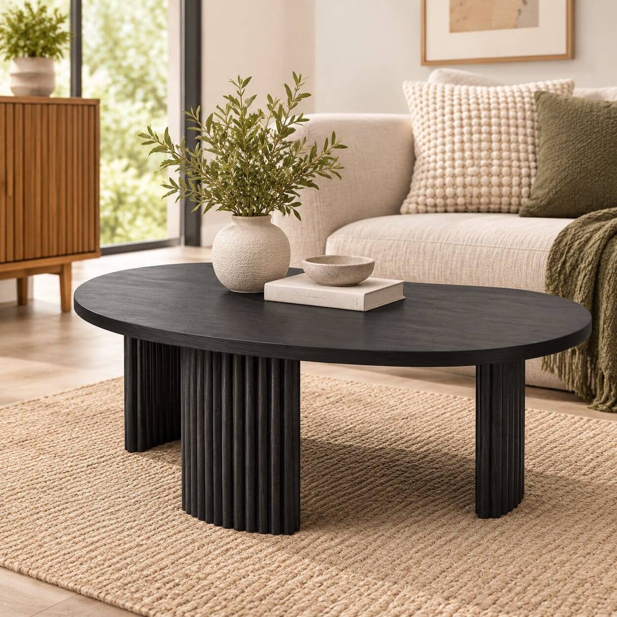 Nierenförmiger Couchtisch in Schwarz - Lilano