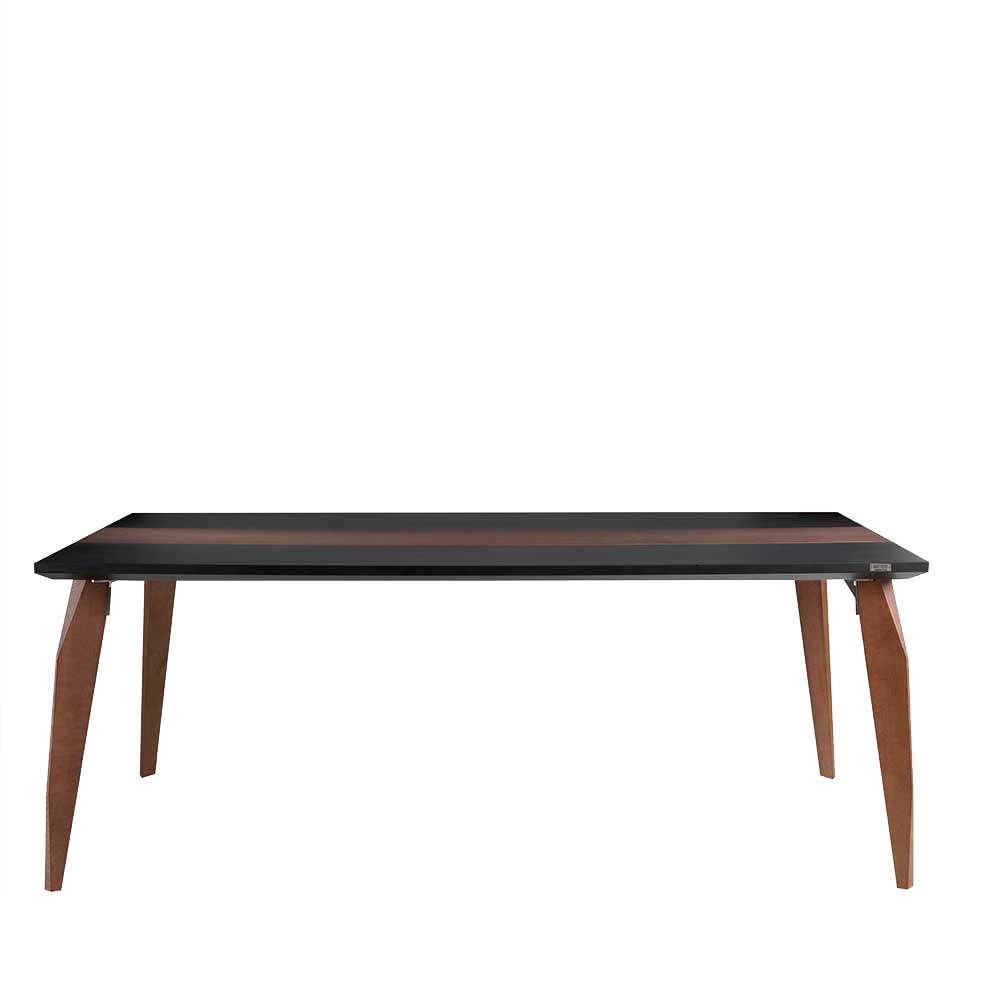 Großer Design-Tisch in Schwarz und Nussbaum für das Esszimmer, freigestellt – Raidow