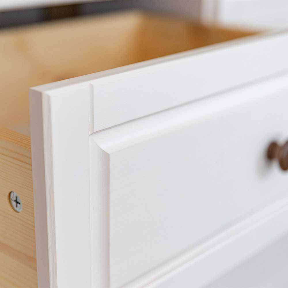 Landhaus Garderobenschrank in Weiß mit Braun - Zalya