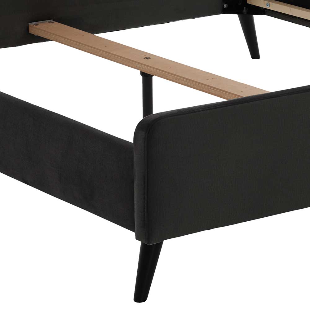 Modernes Velours Polsterbett in Anthrazit - Ynvinata