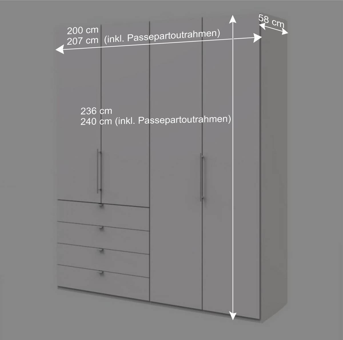 2-türiger Schlafzimmer Falttürenschrank in Weiß - Donpiave