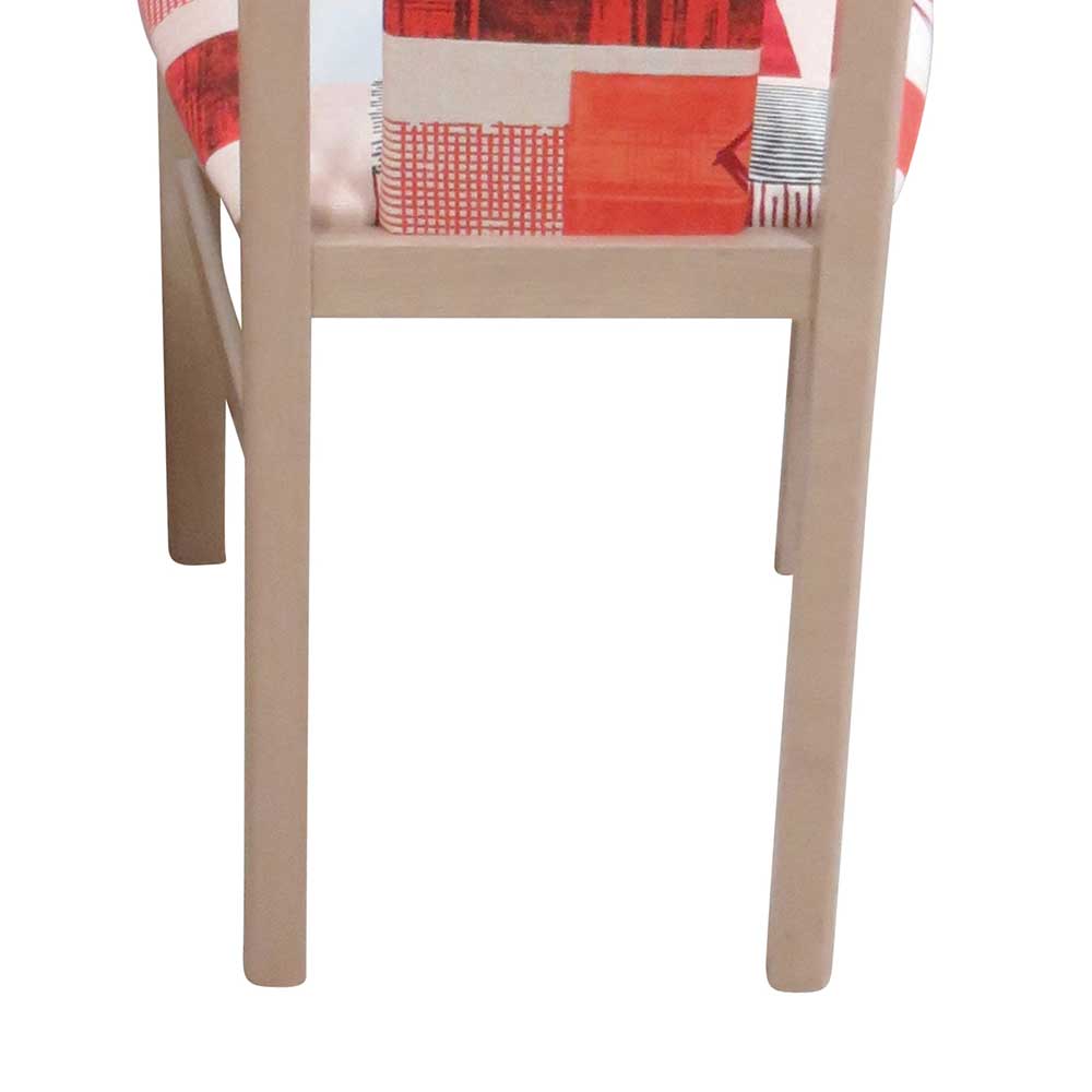 Helle Küchenstühle in Buche Tanja & Rot gemustert (2er Set)