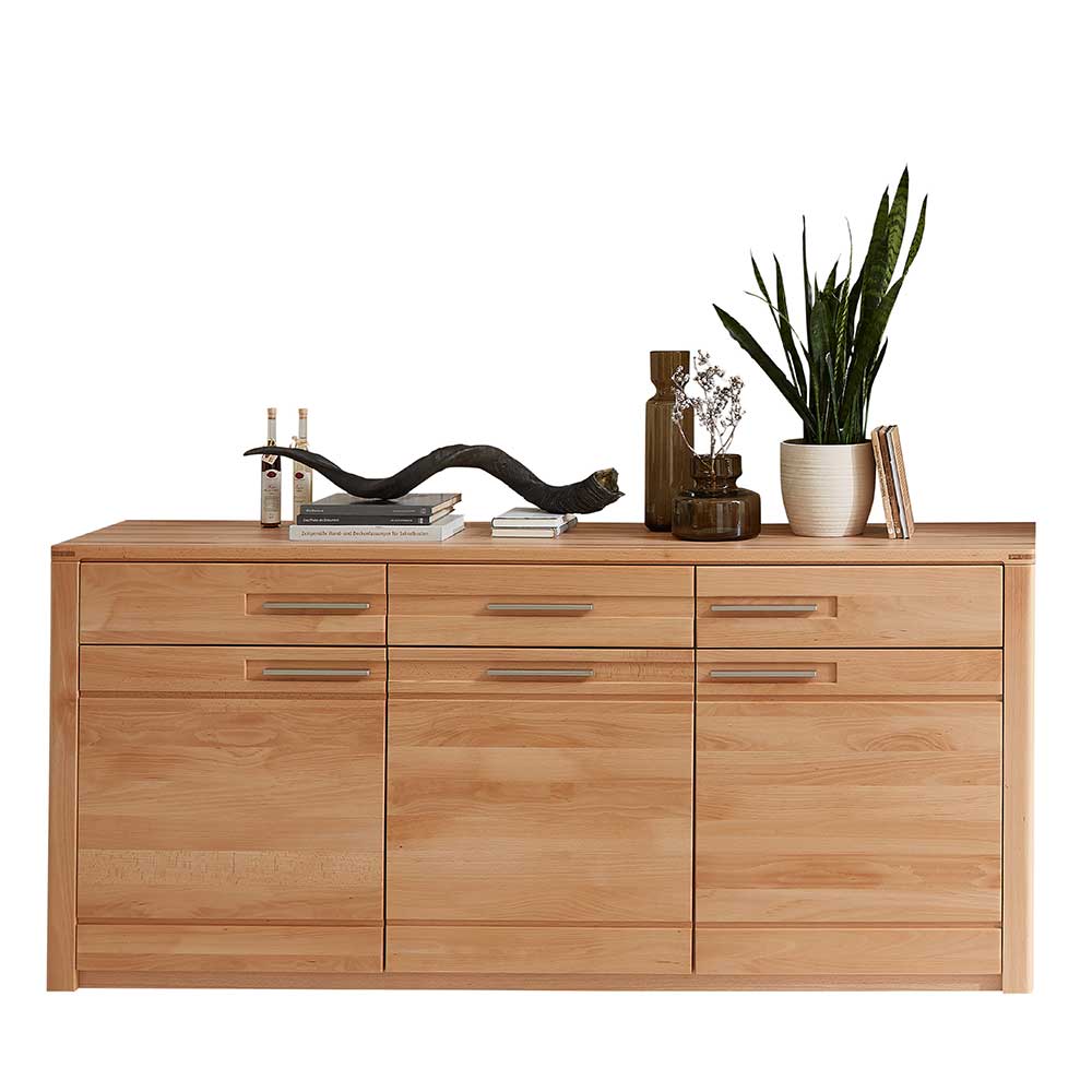 Wohnzimmer Sideboard aus Kernbuche Massivholz mit drei Türen und drei Schubkästen – Amyonta