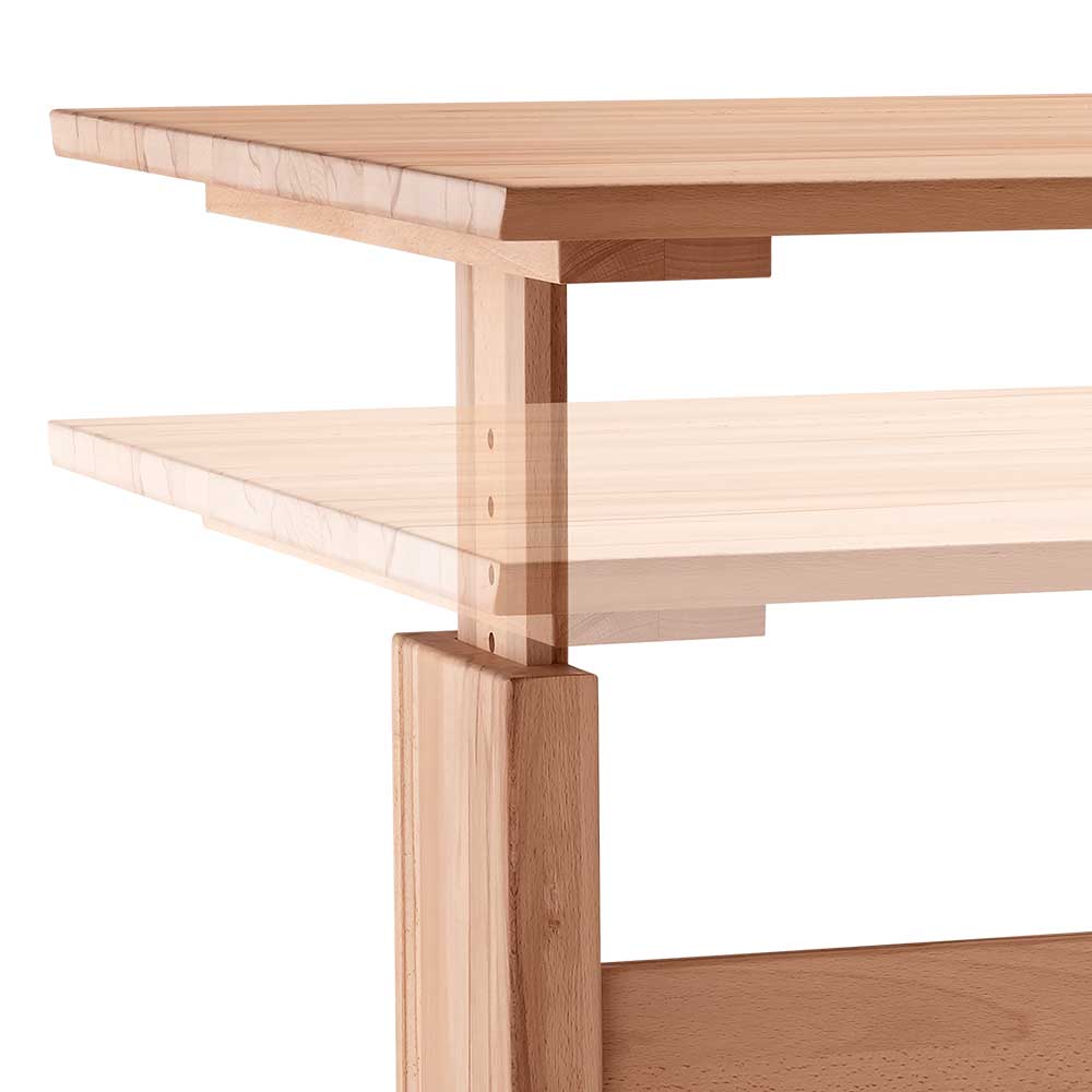 Höhenverstellbarer Holz-Schreibtisch aus Kernbuche - Senklas