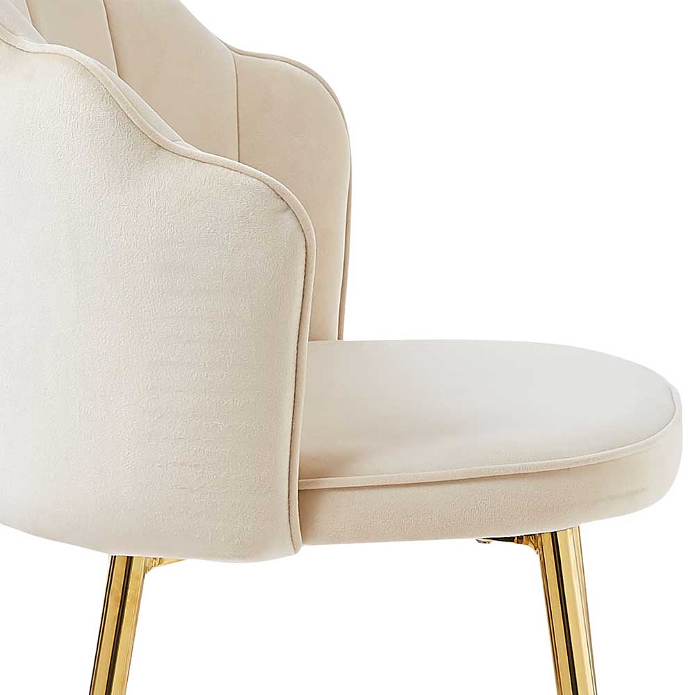 Barhocker mit Muschel-Lehne in Beige - Grovossa (2er Set)