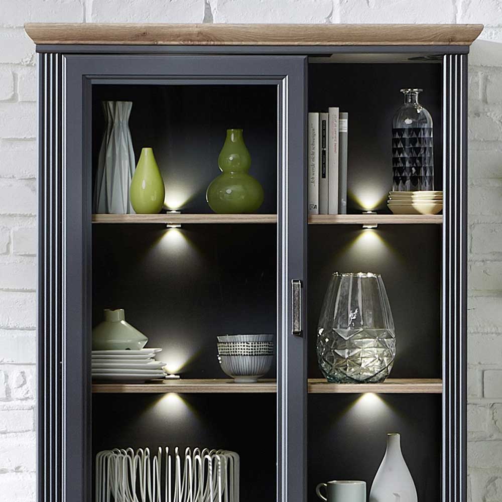 93x204x42 Landhausschrank Vitrine beleuchtet - Thumbs