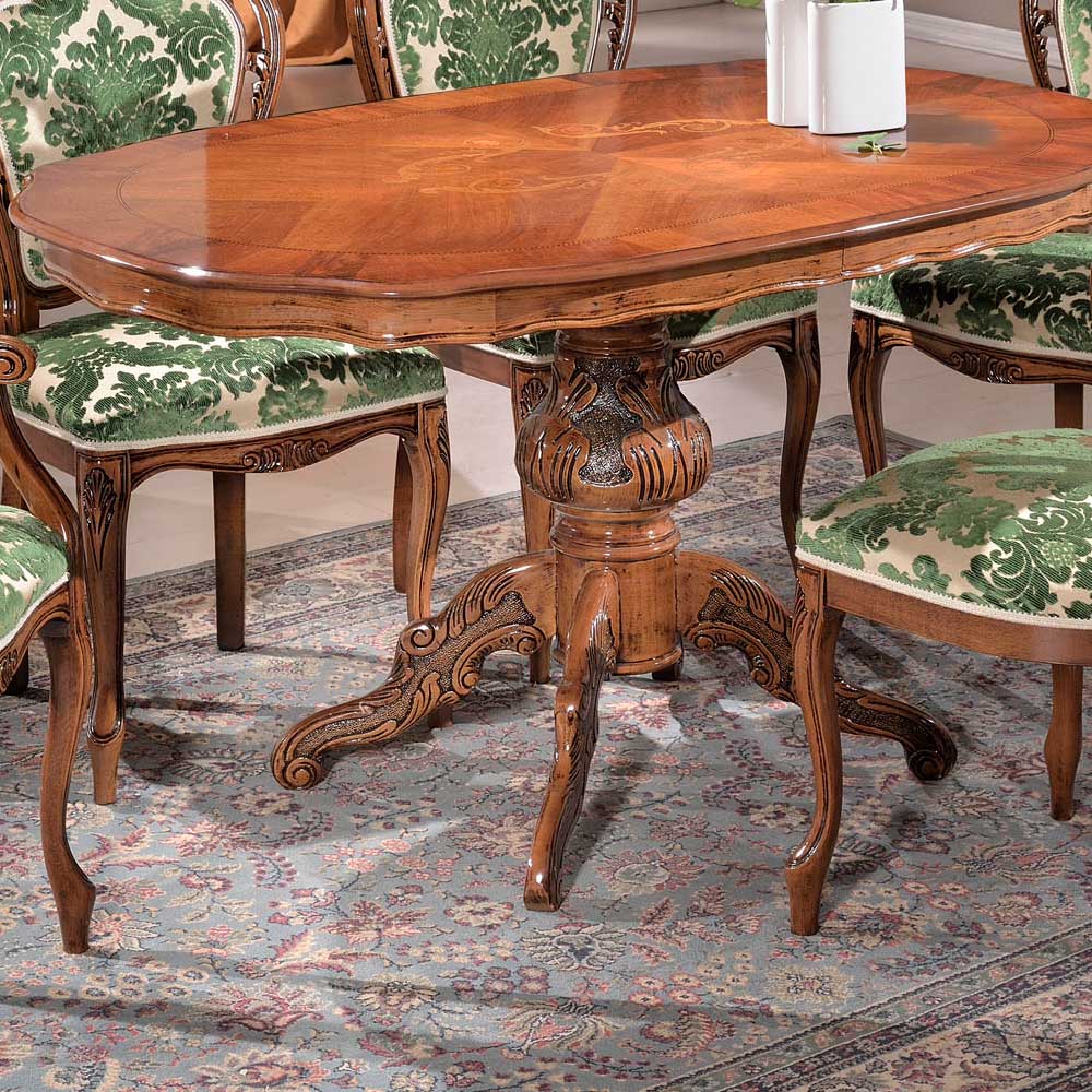 Barocktisch mit Nussbaum Furnier Magari in Oval 140x90