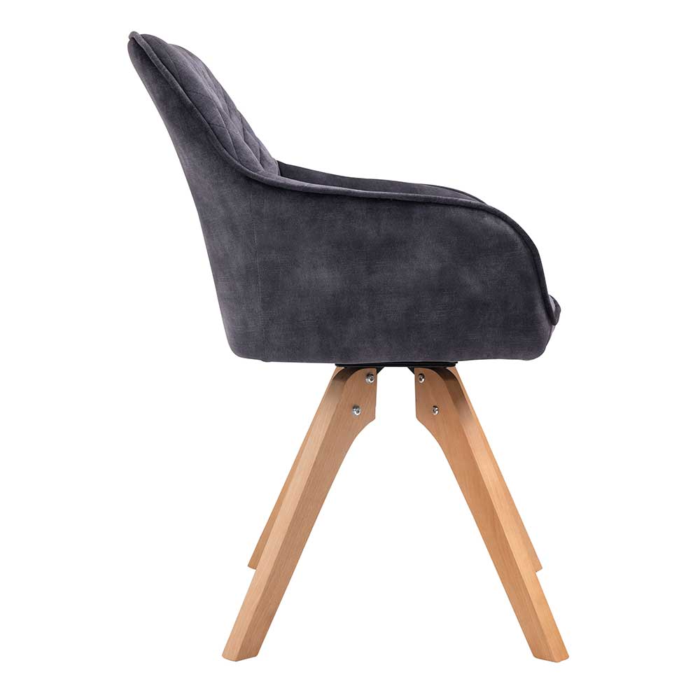 Esstisch Sessel in Schwarz Vintage Samt - Coolia