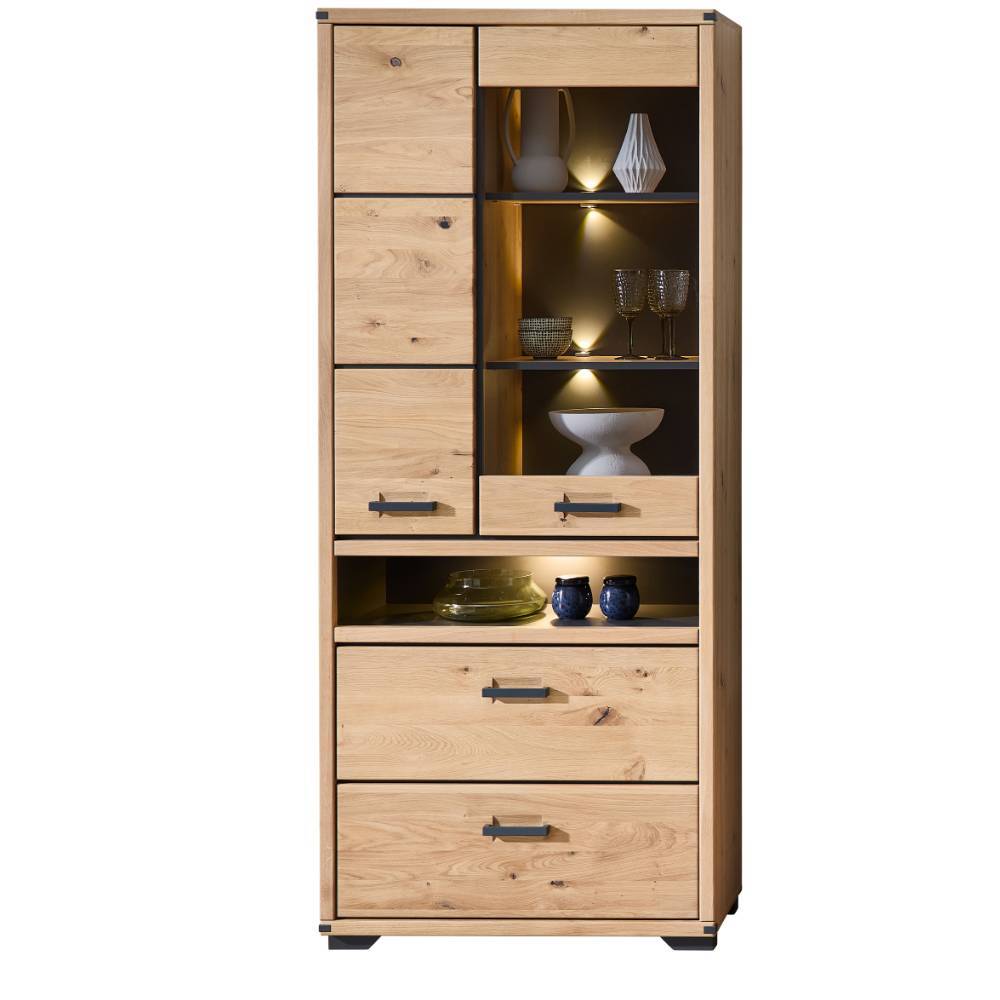 Vitrinenschrank in Wildeiche teilmassiv - Maineka