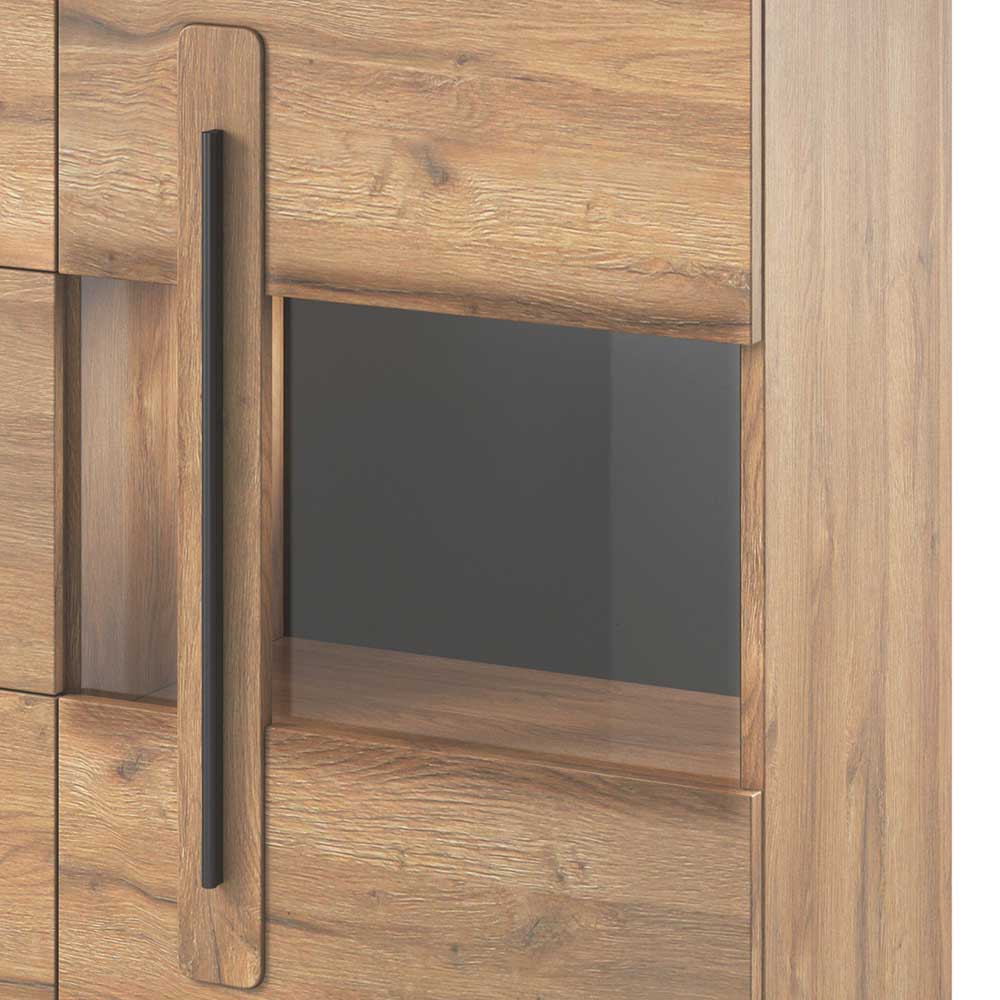 180x86x39 Sideboard mit Glaseinsätzen in Eiche NB - Aberdeen