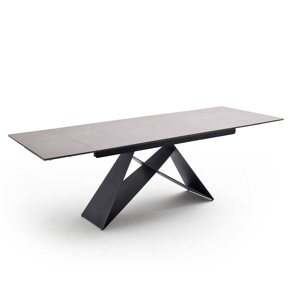 Design Ausziehtisch mit Platte Keramik Hellgrau - Ravia
