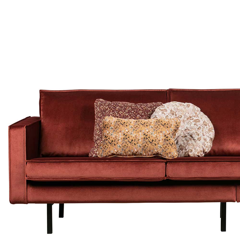 Retro Stil Polstersofa in Rotbraun Samt - Enzing