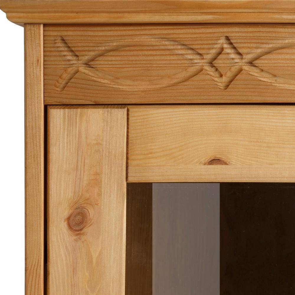 1-türige Kiefernholz-Vitrine im Landhausstil - Goro