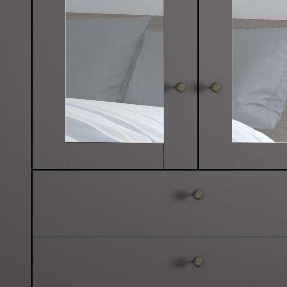 Dunkelgrauer Kombi-Kleiderschrank 6-türig - Mataram
