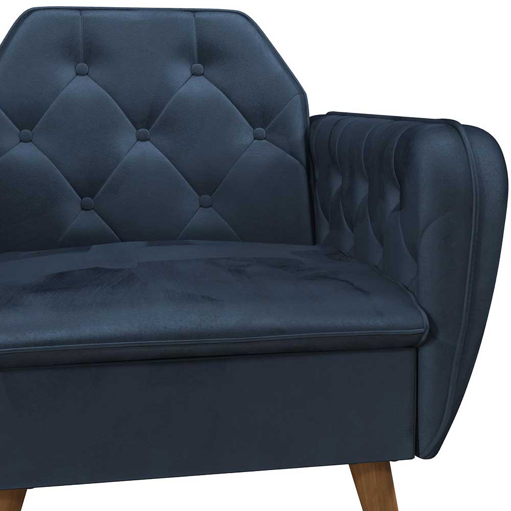 Lounge Sessel in Blau Samt - Sadinos